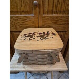 BASKETVILLE-Putney Vermont • Christmas Ducks Pie Basket+Removable Pie Insert